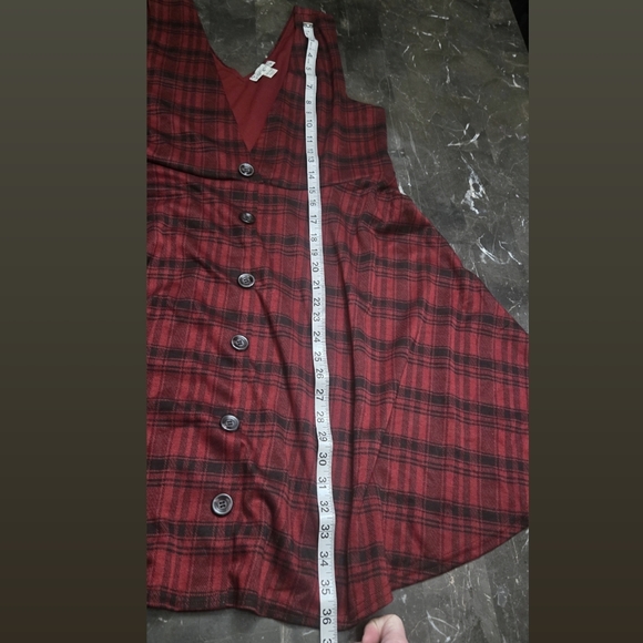 Girls XXL Plus Knit Works Kohls Button Front Jumper Dress Red Plaid Christmas π - Picture 13 of 13